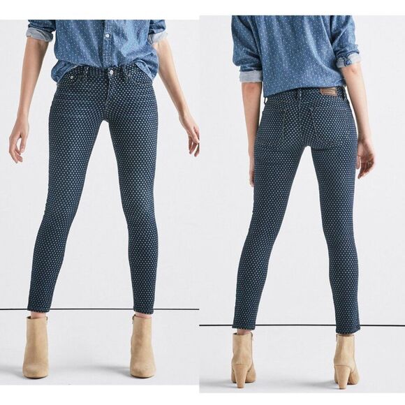 Lucky Brand Denim - Lucky Brand Jeans Size 10 Lolita Mid Rise Blue Polka Dot Slim Leg